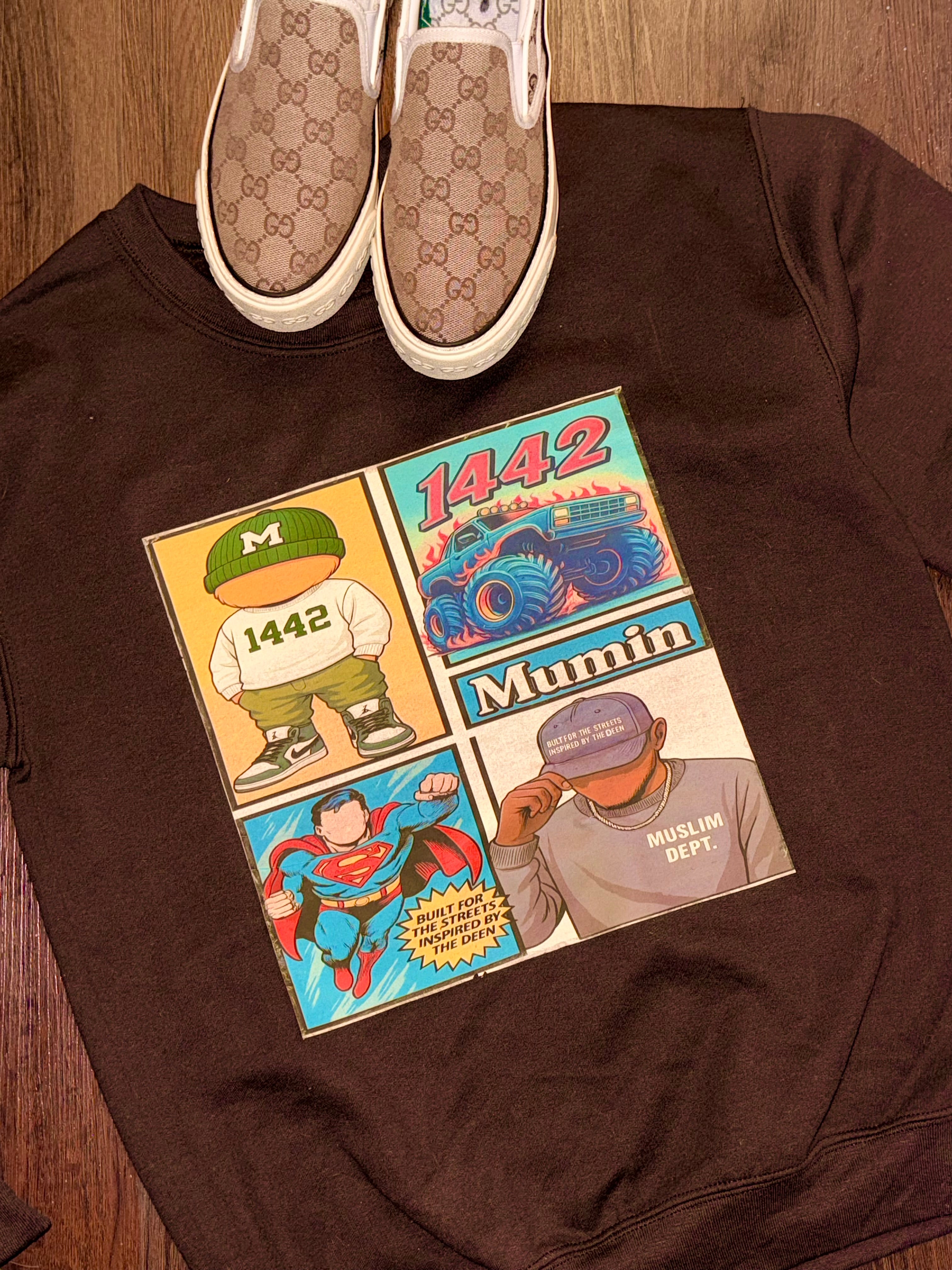 Brown patch sweatshirt