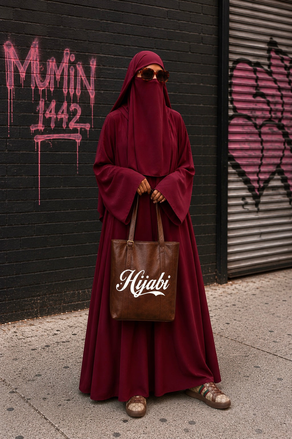 Hijabi leather tote bag