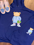 Navy blue prayer bear sweatsuit