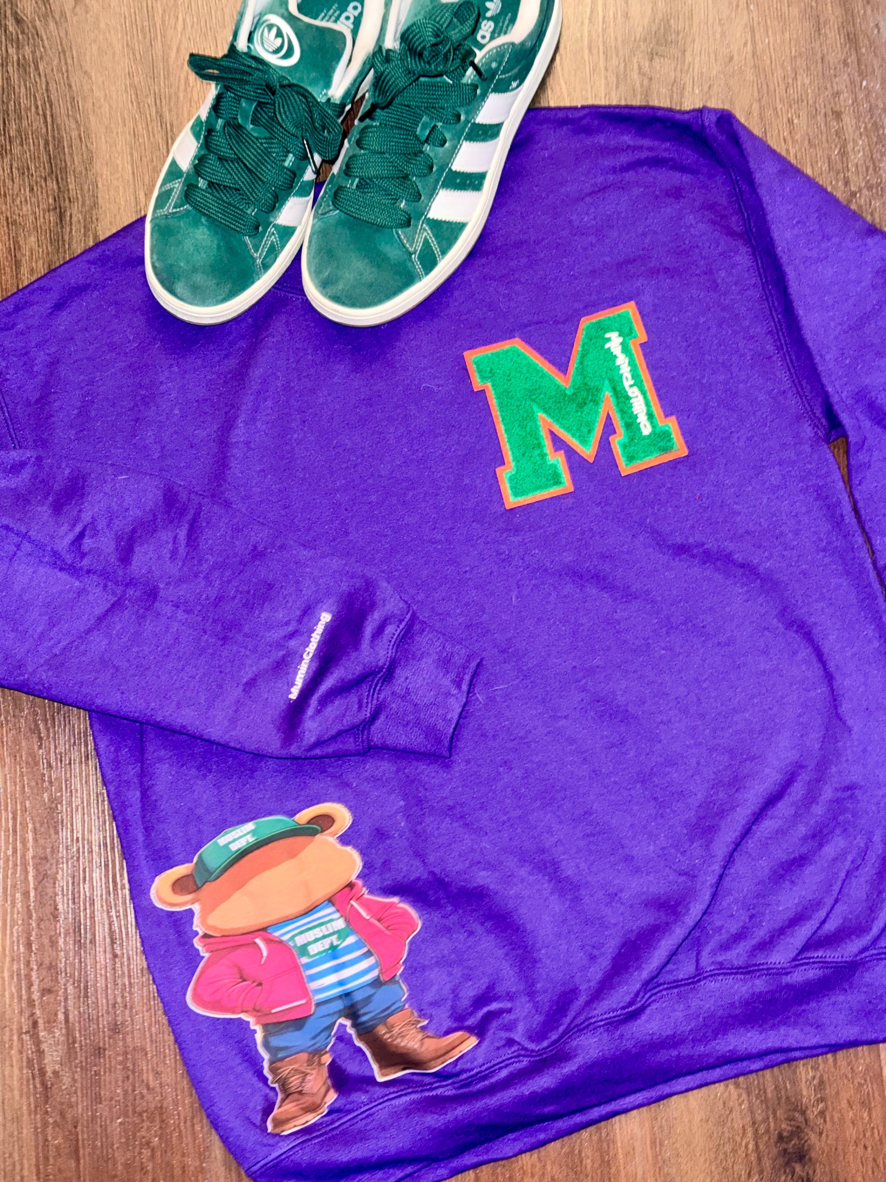 Purple M patch sweatshirt