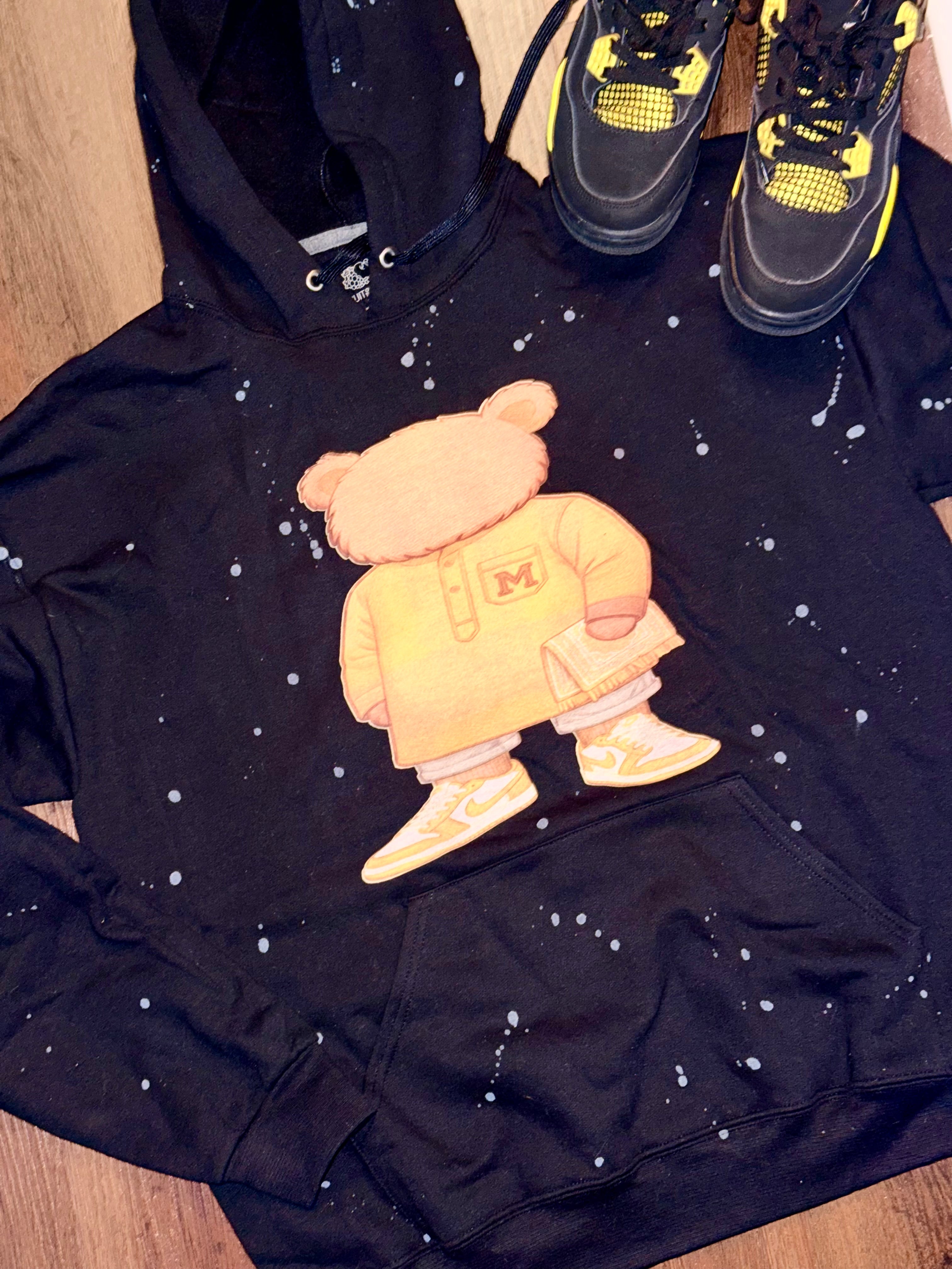 Yellow praying teddy bear sweatshirt