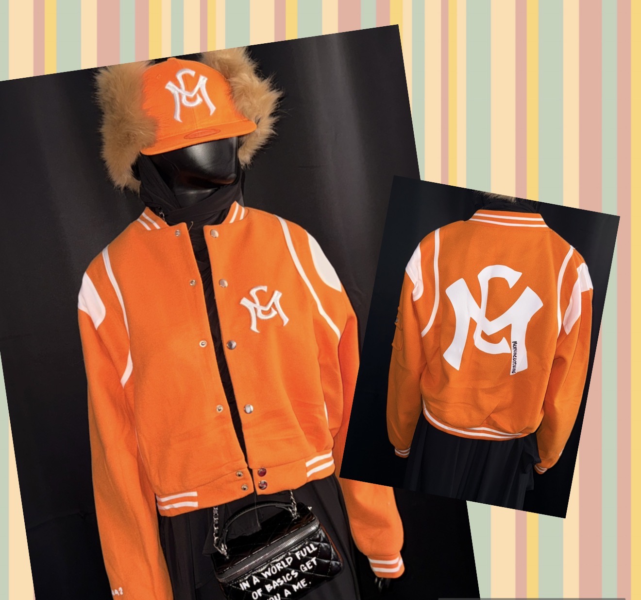 Orange varsity jacket