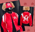 Red varsity jacket