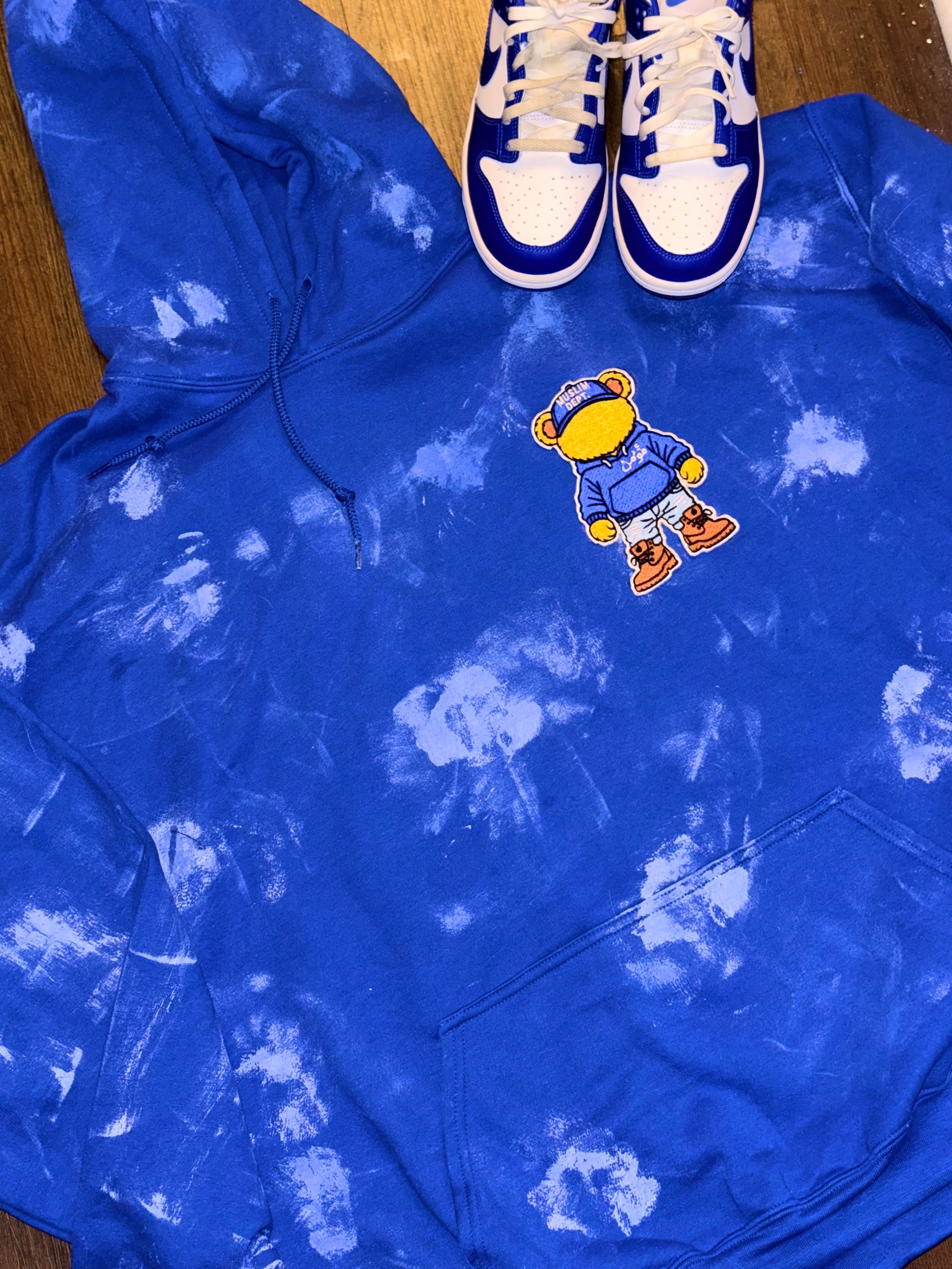 Blue patch painted hoodie