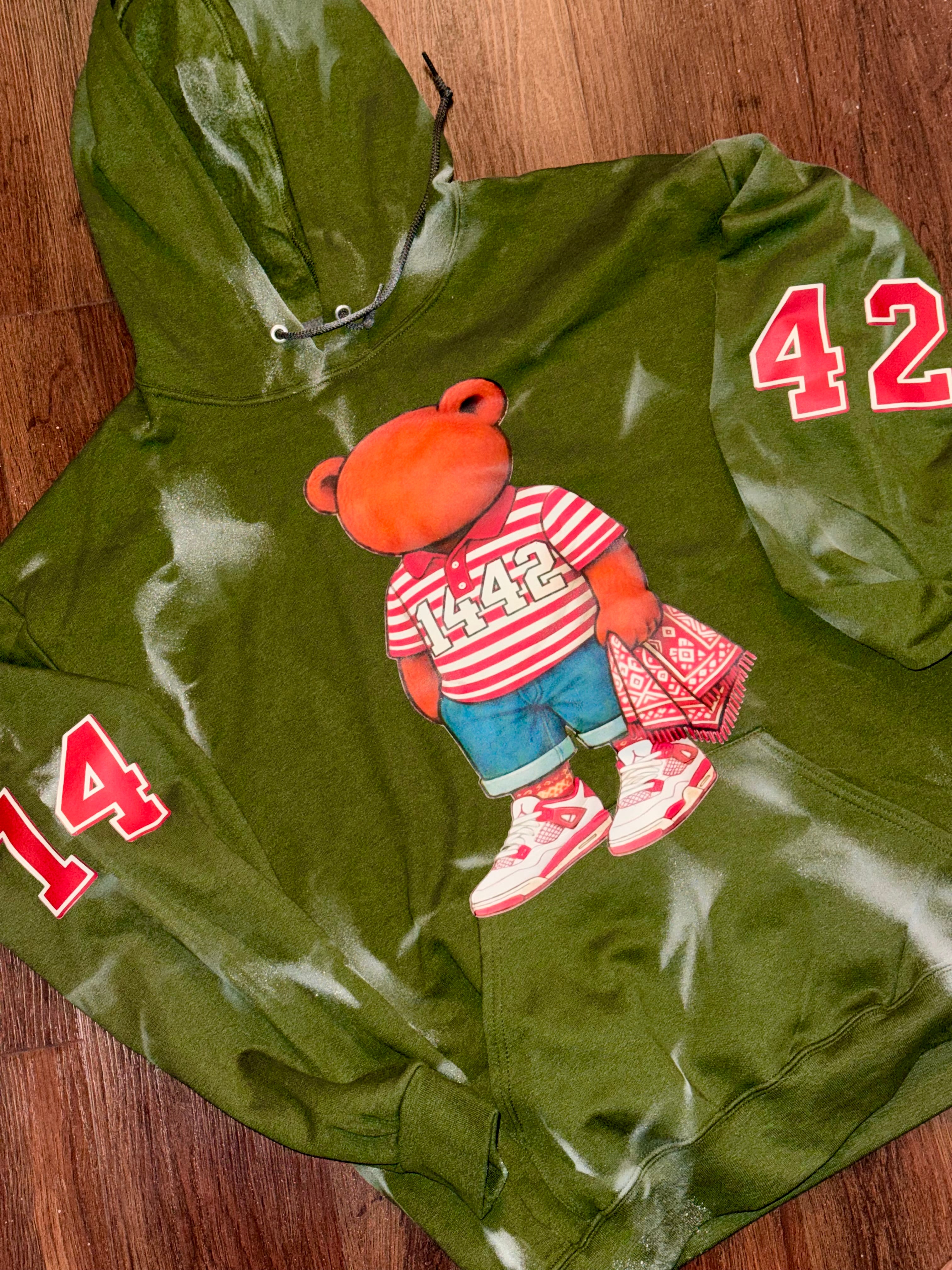Spray paint teddy hoodie