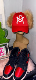 Red fur fitted hat