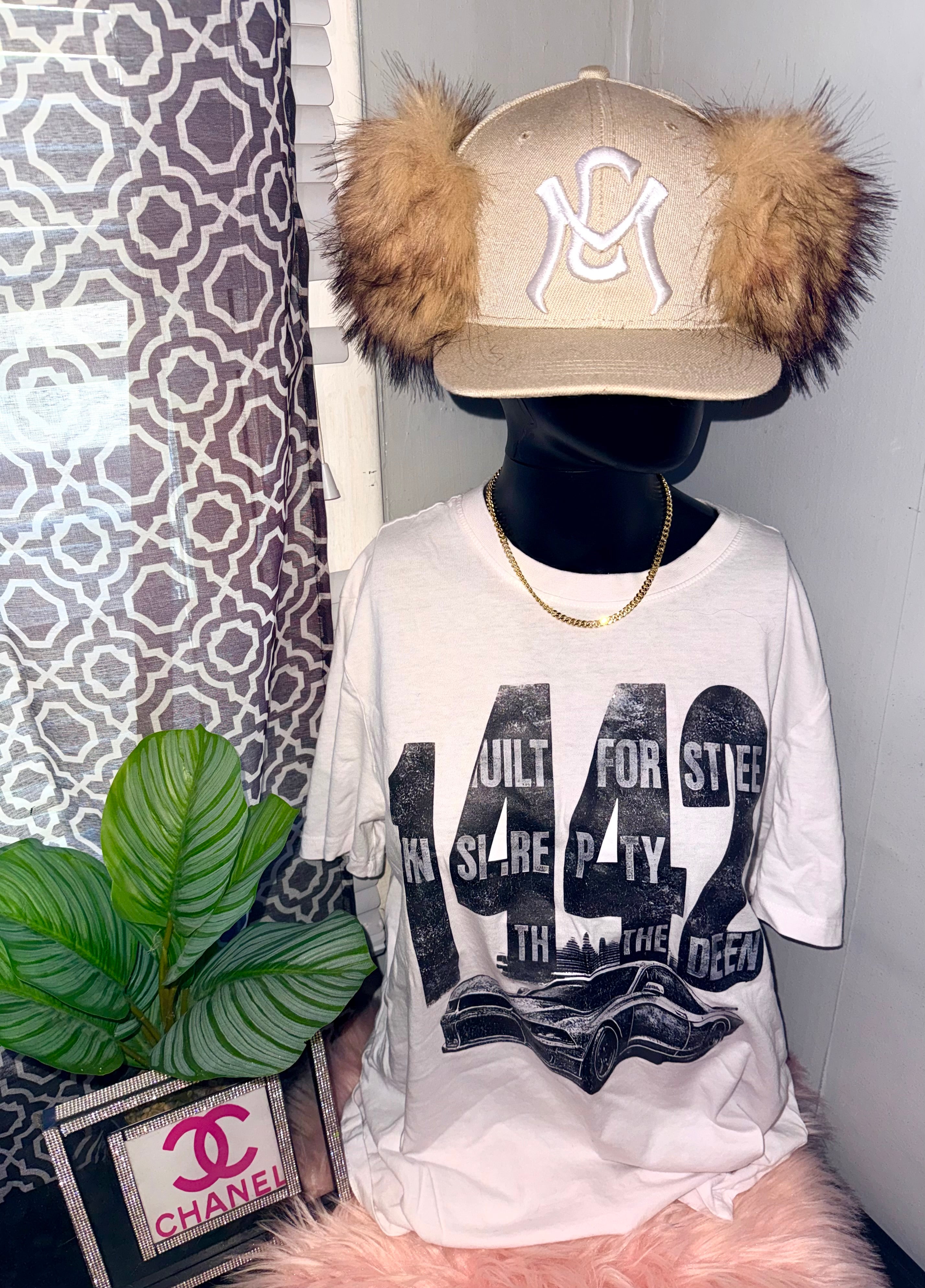 Tan fur fitted cap